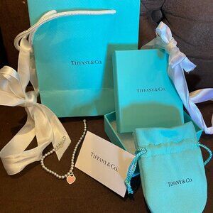 Return to Tiffany® Pink Heart Tag Bead Bracelet in Silver, 4 mm